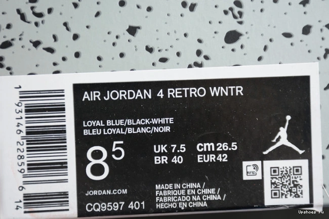 Loyal Air CQ9597-401 Habanero Black WNTR Jordan 4 Blue Red 0827